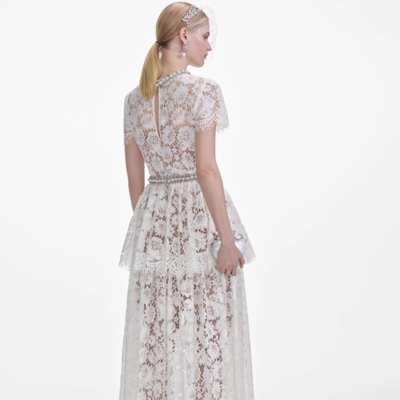 self-portrait White Tiered Lace Maxi Dress Size MSRP $725 -  NWT - Picture 3 of 9